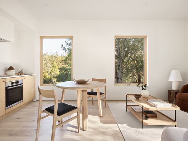 Type Five's planning process makes it possible for owners to choose exactly where windows go. In this ADU, two windows overlook surrounding trees.